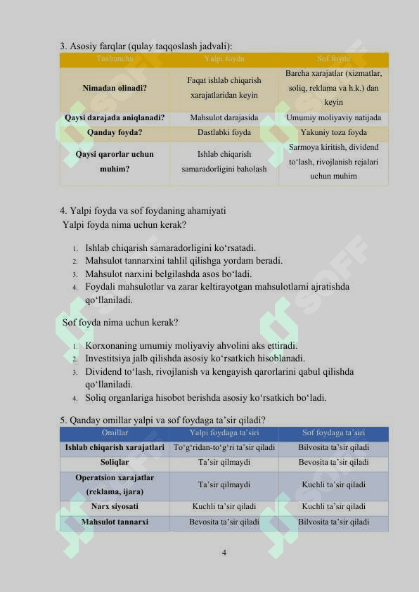 SOF FOYDA HISOBI MAVZUSIDA    MUSTAQIL ISHI 4