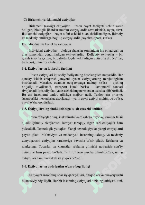 Extiyojlarning yuksalib borishi qonuni 5