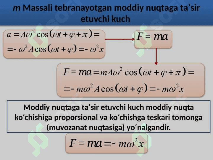 Garmonik tebranishlar. Tebranma harakat haqida tushuncha. Garmonik tebranishlarning tenglamasi. Titrahs. Tebranishlarni qo’shish. Tebranma harakat dinamikasi. Garmonik tebranma harakat energiyasi. 6