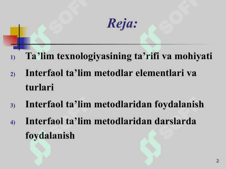 Boshlang‘ich sinflarda matematika o‘qitishni tashkil qilishda interfaol metodlardan foydalanish. 2