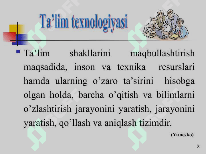 Boshlang‘ich sinflarda matematika o‘qitishni tashkil qilishda interfaol metodlardan foydalanish. 8
