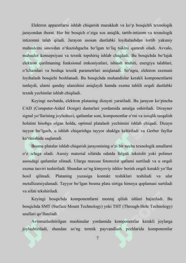 kurs ishi PCB texnologiyasi asosida elektron plataning ishlab chiqarish jarayonini tahlil qilish 6
