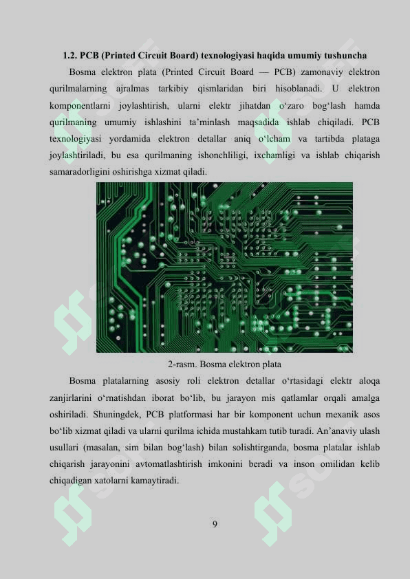 kurs ishi PCB texnologiyasi asosida elektron plataning ishlab chiqarish jarayonini tahlil qilish 8