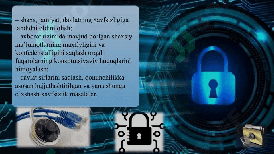 Axborot xavfsizligining huquqiy va tashkiliy ta’minoti 5
