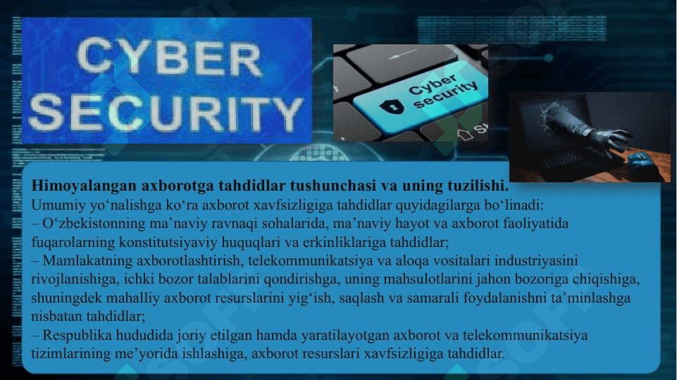 Axborot xavfsizligining huquqiy va tashkiliy ta’minoti 6