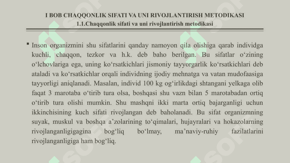 JISMONIY SIFATLARINI . (CHAQQONLIK)  TARBIYALASH METODIKASI 4