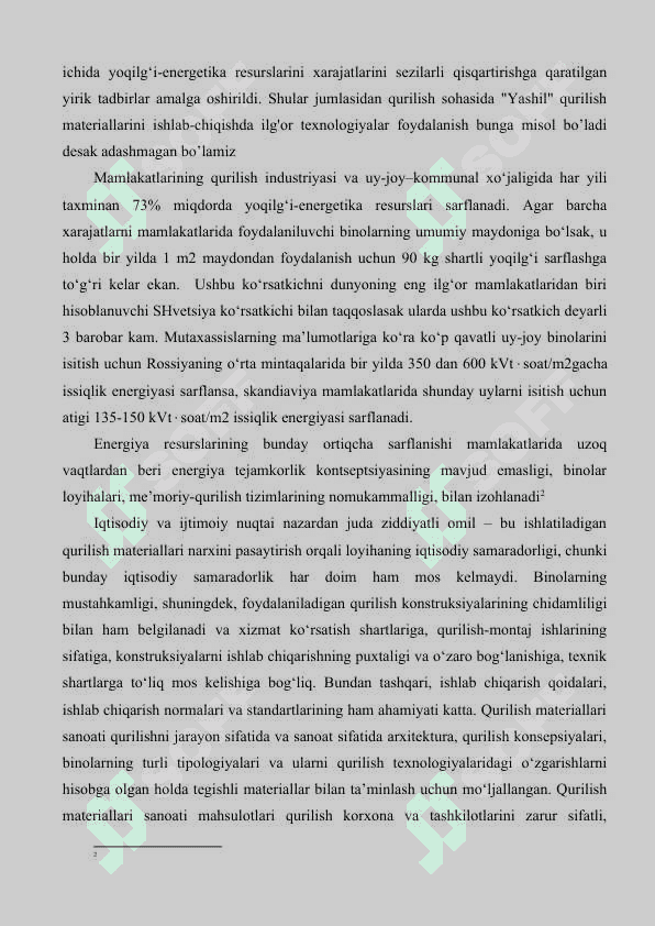 Qurilish tarmog’ining rivojlanishida «yashil texnologiyalarni» joriy etish 3