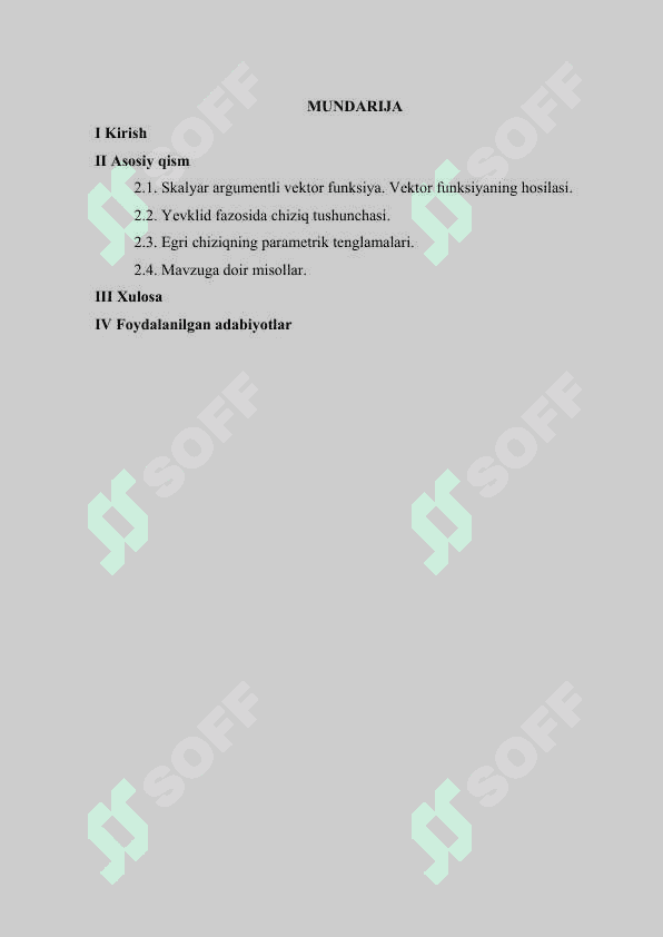 Egri chiziqning parametrik tenglamalari 2