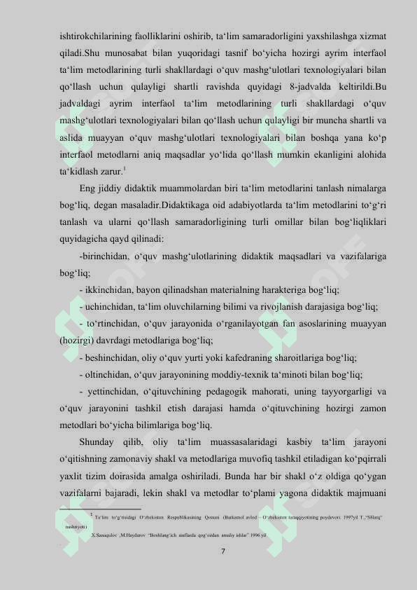 Boshlang'ich sinflarda matematikadan o'quvchilarning bilish faolligini oshirish metodikasi. (3-sinf misolida) 8