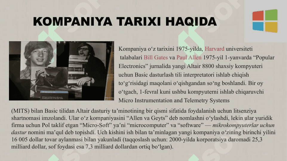 Microsoft kompaniyasi haqida 2