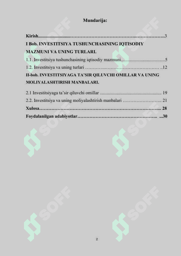 O‘ZBEKISTONDA INVESTITSION FAOLIYATNI TA'MINLASH SHART-SHAROITLARI 2