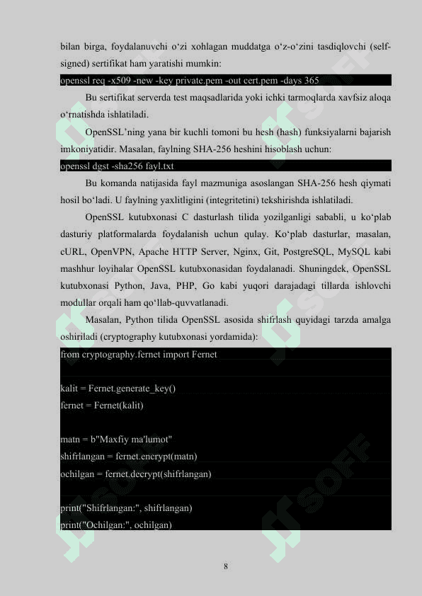 OpenSSL kutubxonasi va undan foydalanish (shifrlash / deshifrlash) 8