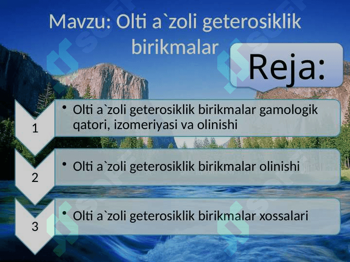 Olti a`zoli geterosiklik birikmalar 2