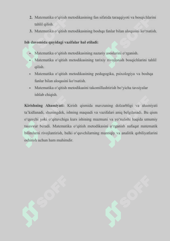 Matematika o’qitish metodikasining predmeti, fan sifatida uning taraqqiyoti 4