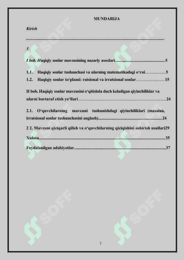 Haqiqiy sonlar mavzusini o’qitish metodikasi 2