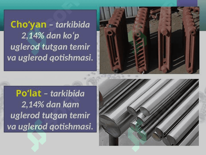 O‘zbekistonda metallurgiya. Cho‘yan va po‘lat ishlab chiqarish 4