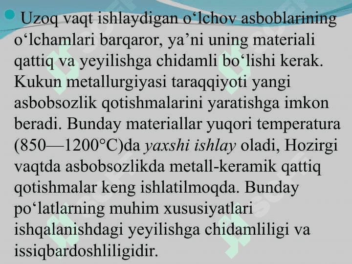 Asbobsozlik po‘latlari va qotishmalar. 4