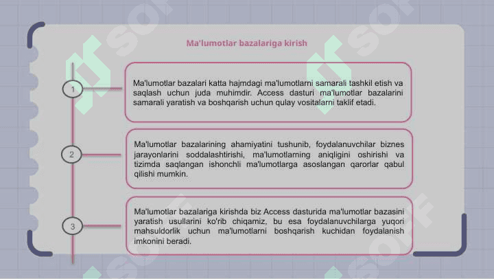Access dasturida ma’lumotlar bazasini hosil qilishning ahamiyati va usullari 3