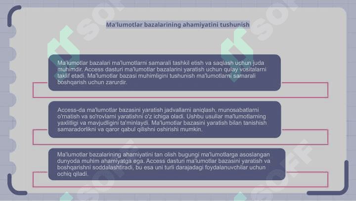 Access dasturida ma’lumotlar bazasini hosil qilishning ahamiyati va usullari 4