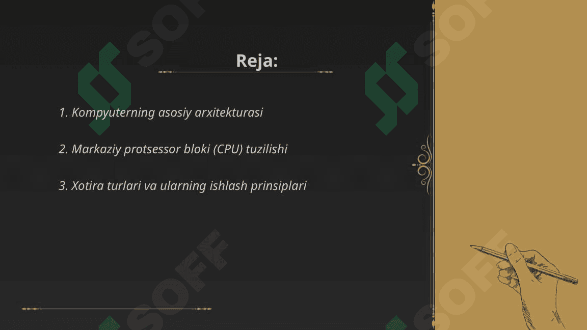 Kompyuter arxitekturasi va ishlash prinsiplari 2