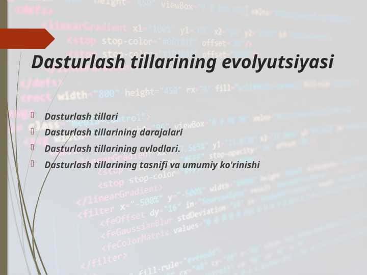 Dasturlash tillarining evolyutsiyasi 1