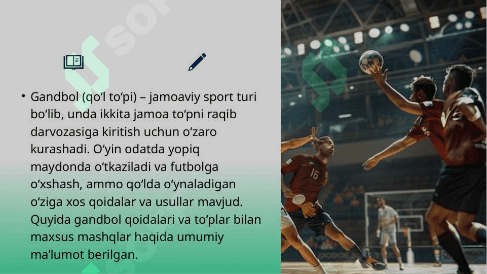 Mavzu:Gandbol sport o‘yini qoidalari. To‘plar bilan maxsus mashqlar 3