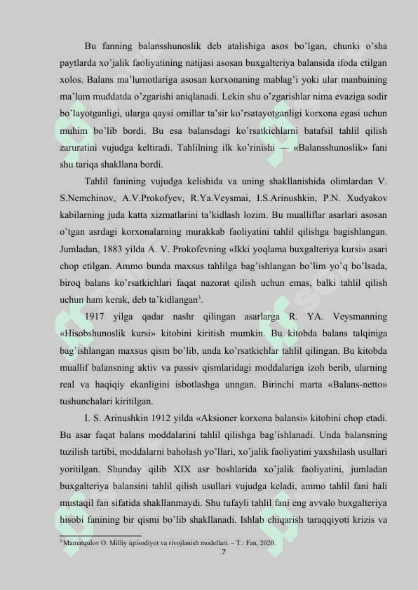 MILLIY IQTISODIYOTNING NAZARIY ASOSLARI, IQTISODIYOTNI MILLIY MODELI ASOSLARI 7