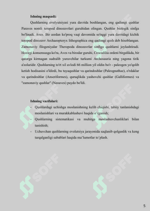Qushlarning uchishga moslanish 5