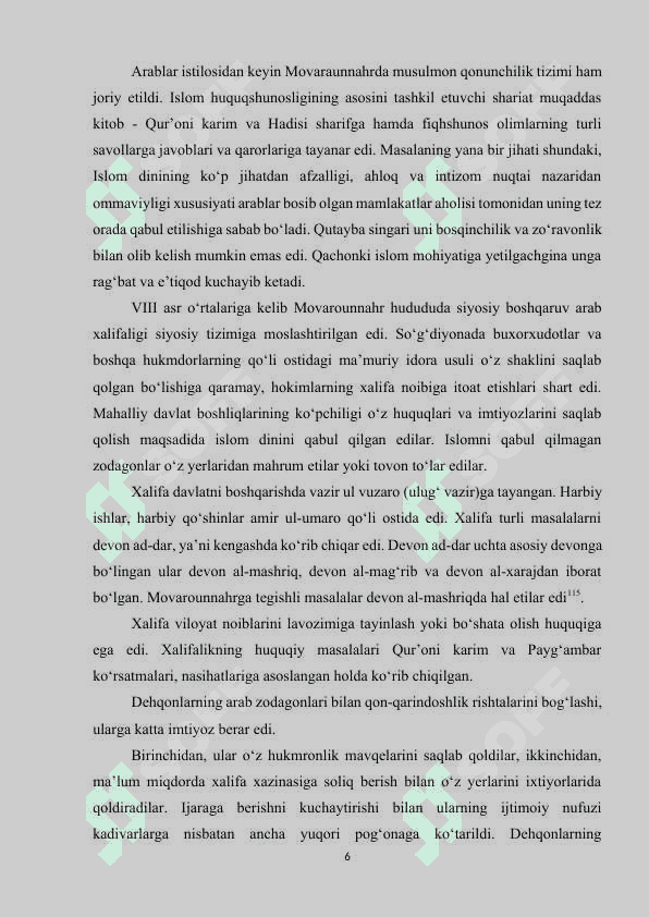 ARABLAR HUKMRONLIGI DAVRIDA MAHALLIY BOSHQARUV TARTIBI. taxrir 5
