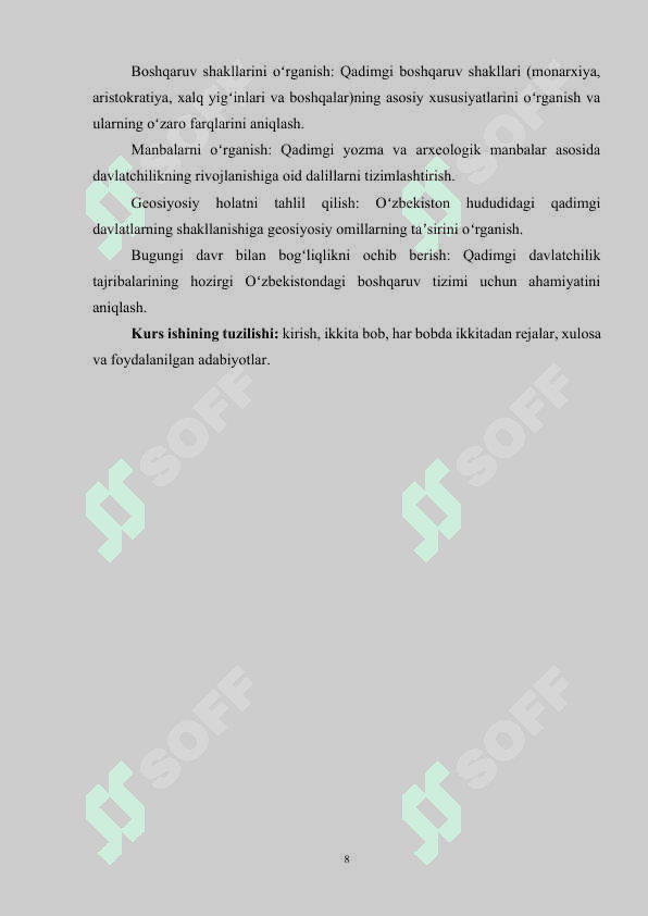 O’ZBEKISTONDA QADIMGI DAVLATCHILIKNING TURLARI VA BOSHQARUV SHAKLI 7