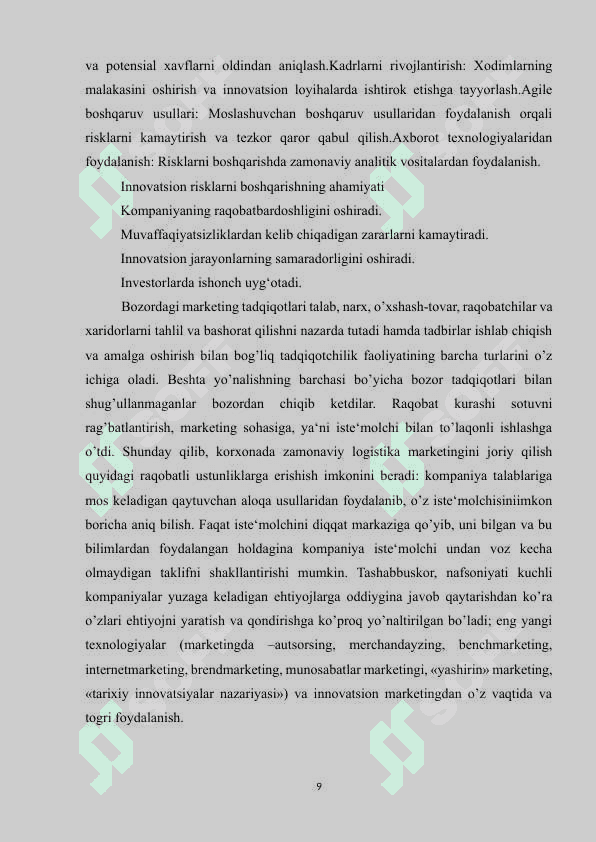 Innovatsion risklar tushunchasi 8