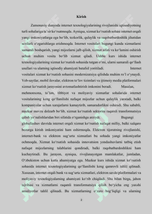 Internet vositalari va xizmat ko‘rsatish sohasining rivojlanishi 2