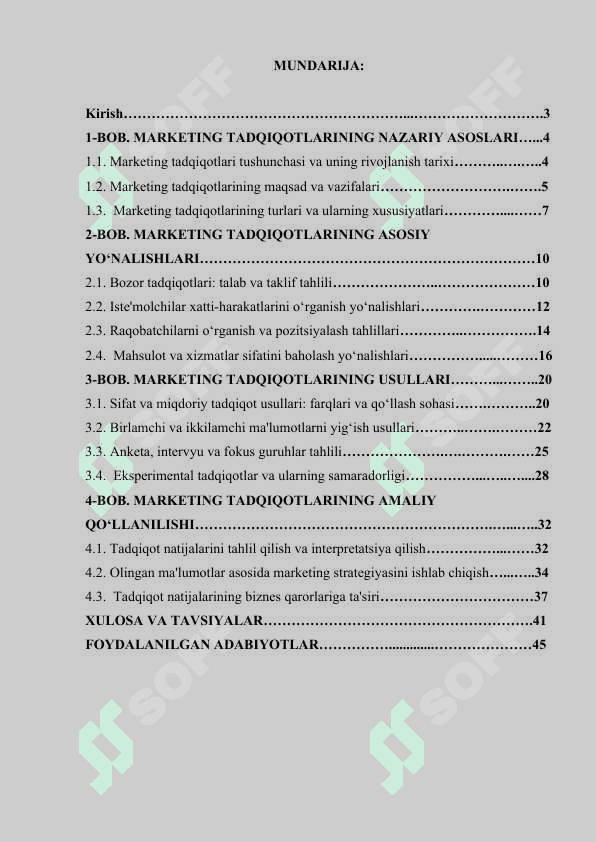 MARKETING TADQIQOTLARINING ASOSIY YO'NALISH VA USULLARNI TANLASH 2