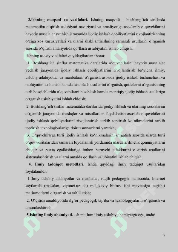 BOSHLANGICH SINFLARDA MATЕMATIKADAN O‘QUVCHILARNING IJODIY ISHLARGA ORGATISH MЕTОDIKASI (3-SINF MISOLIDA) 5