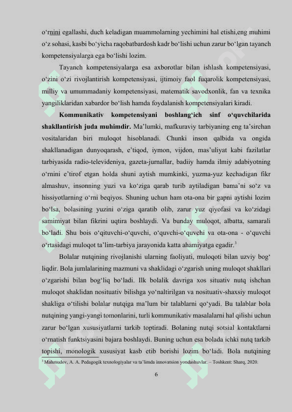 BOSHLANG‘ICH SINFLARDA MATEMATIKA O‘QITISHDA KOMPETENSIYAVIY YONDASHUV. O‘QUV DASTURI TAHLILI (3-SINF 6