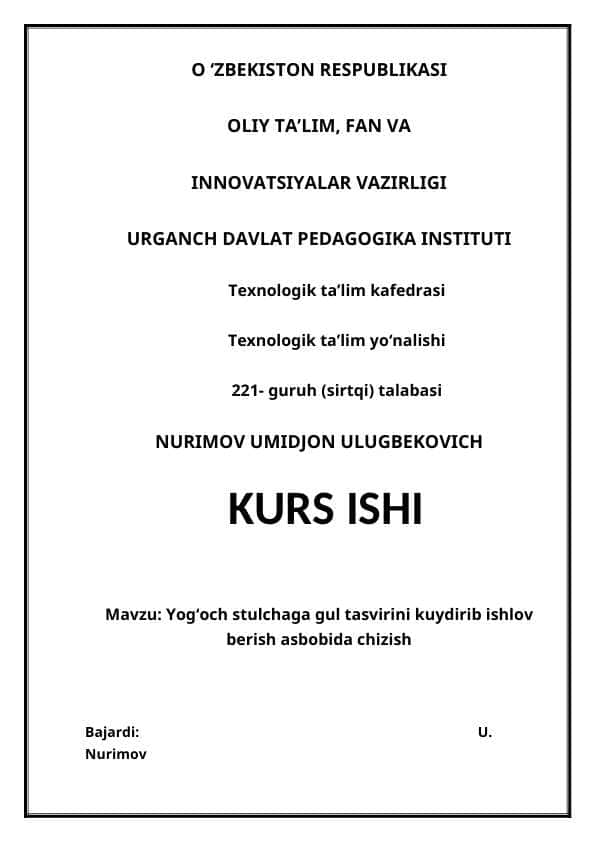 YOG’OCH STULCHAGA GUL TASVIRINI KUYDIRIB ISHLOV BERISH ASBOBIDA CHIZISH
