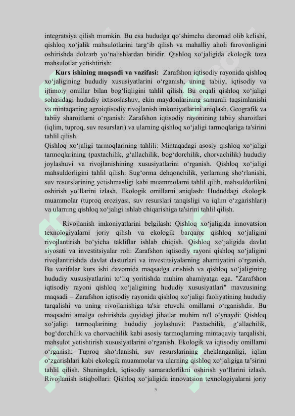 ZARAFSHON IQTISODIY RAYONIDA QISHLOQ XO'JALIGINING HUDUDIY XUSUSIYATLARI 5