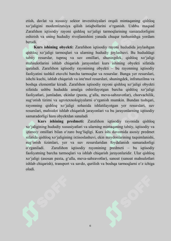 ZARAFSHON IQTISODIY RAYONIDA QISHLOQ XO'JALIGINING HUDUDIY XUSUSIYATLARI 6