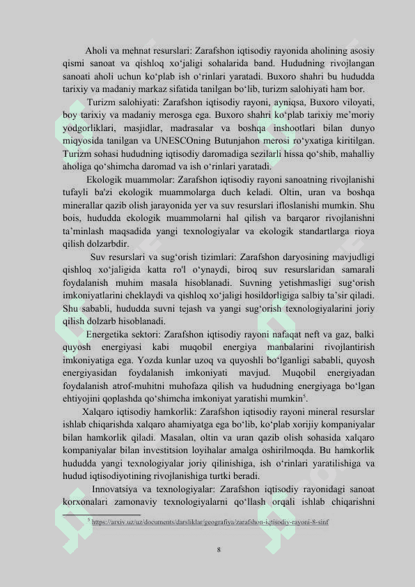 ZARAFSHON IQTISODIY RAYONIDA QISHLOQ XO'JALIGINING HUDUDIY XUSUSIYATLARI 8
