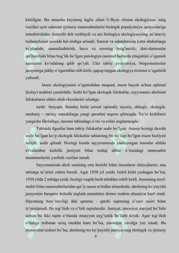 EKOLOGIYA VA EKOSISTEMALARDAGI O’ZARO MUNOSABATLARNI YANGICHA YONDASHUVLAR ASOSIDA O’QITISH METODIKASI 7