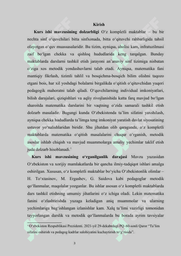 Oʻz komplektli maktablarda matematika oʻqitish xususiyatlari kurs ishi 3