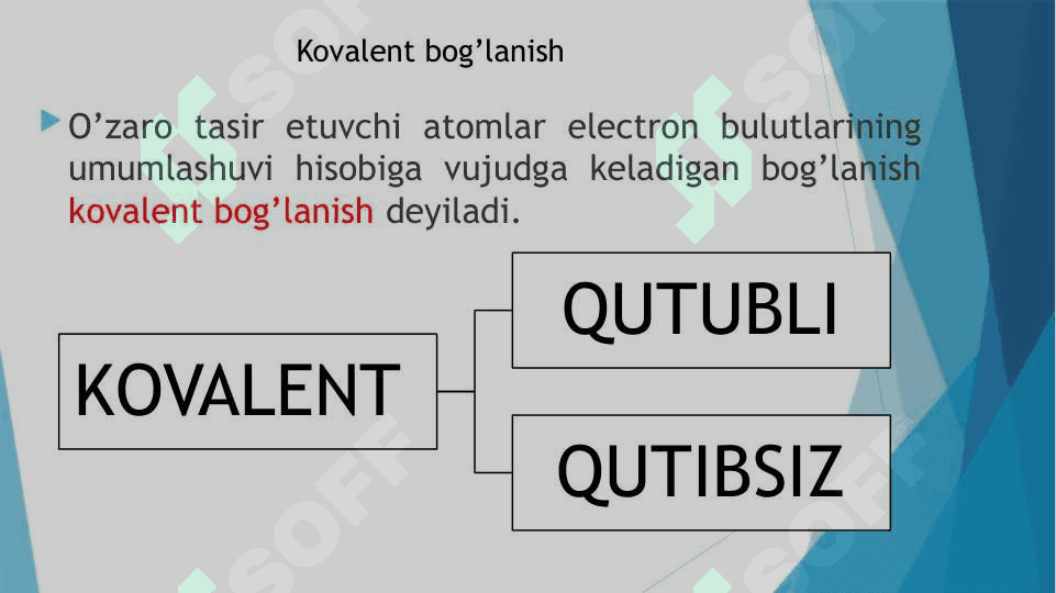 Kimyoviy bog‘lanish turlari. Molekulyar orbitallar usuli 7