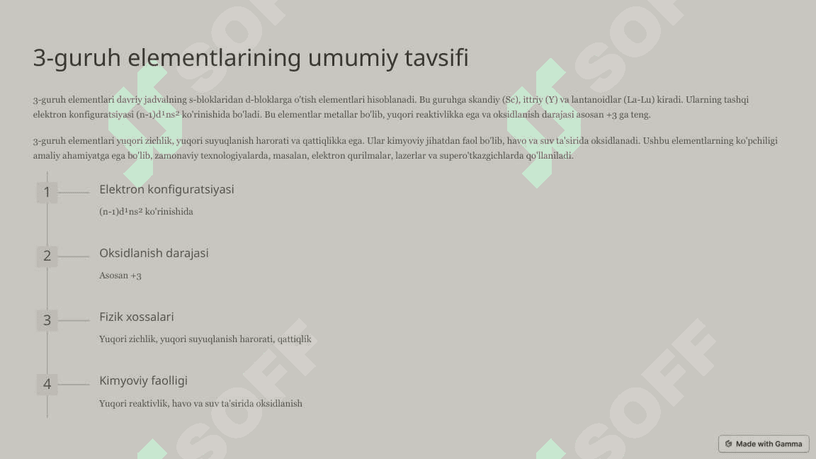 Davriy jadvalning 3-guruh elementlari: Skandiy guruhi 2