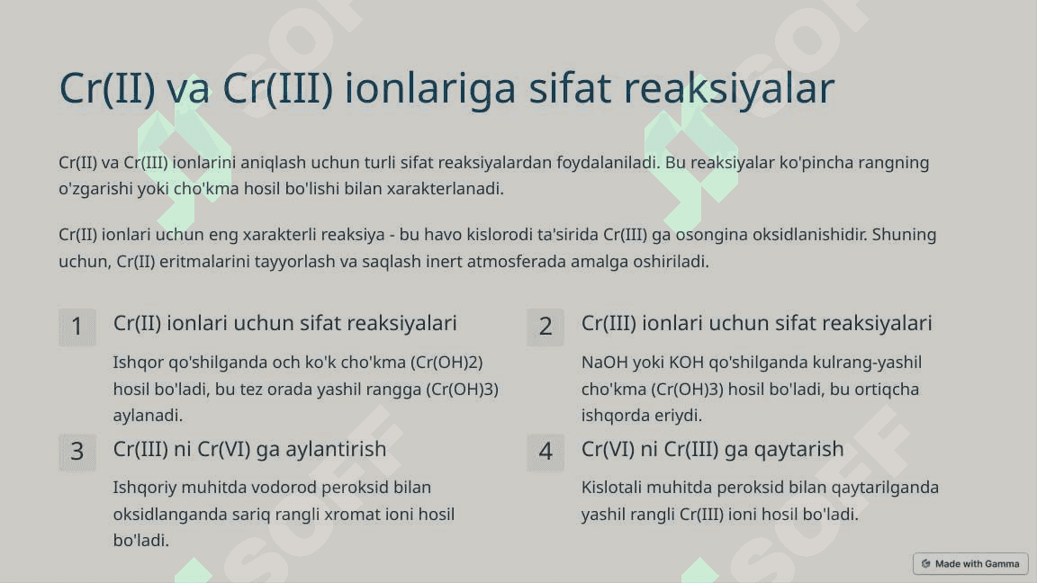 Davriy jadvalning 6-guruh elementlari: Xrom guruhi 4