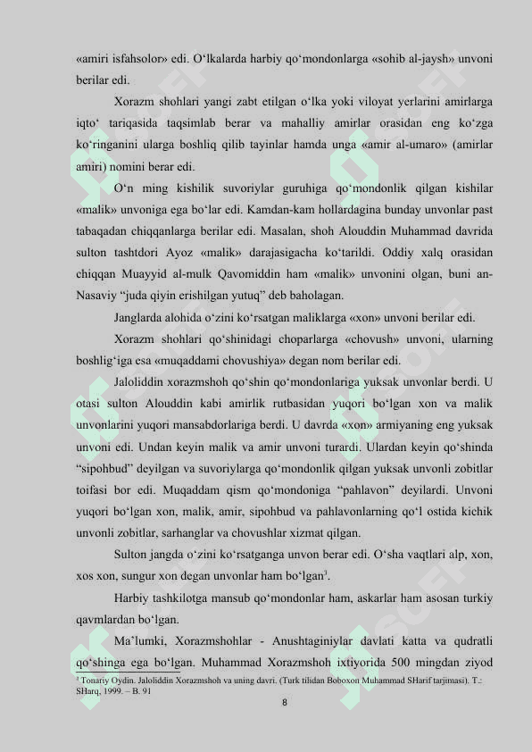 XORAZMSHOHLAR DAVLATIDA HARBIY ISH SAN’ATI.. 8