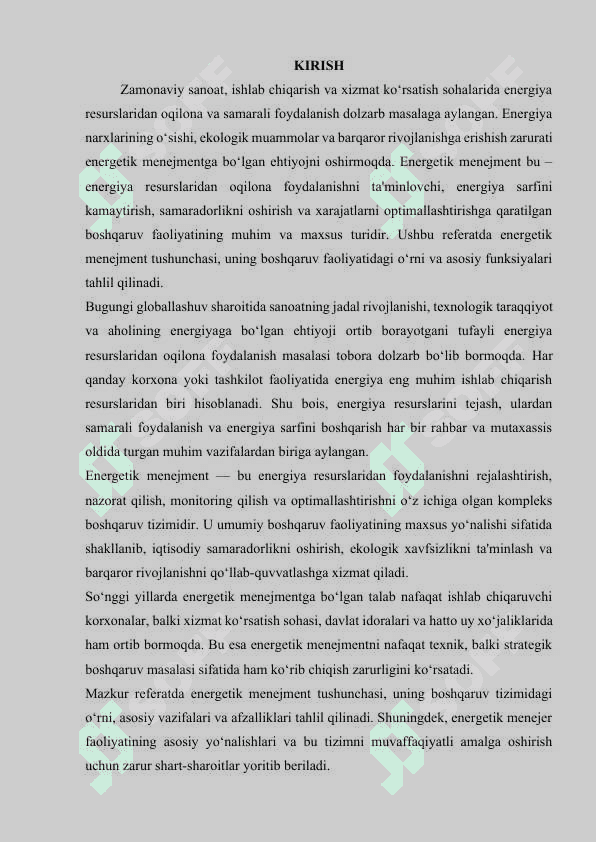Energetik menejment boshqaruv faoliyatining maxsus turi sifatida 2
