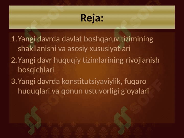 Yangi davr davlatlari va huquqi 2