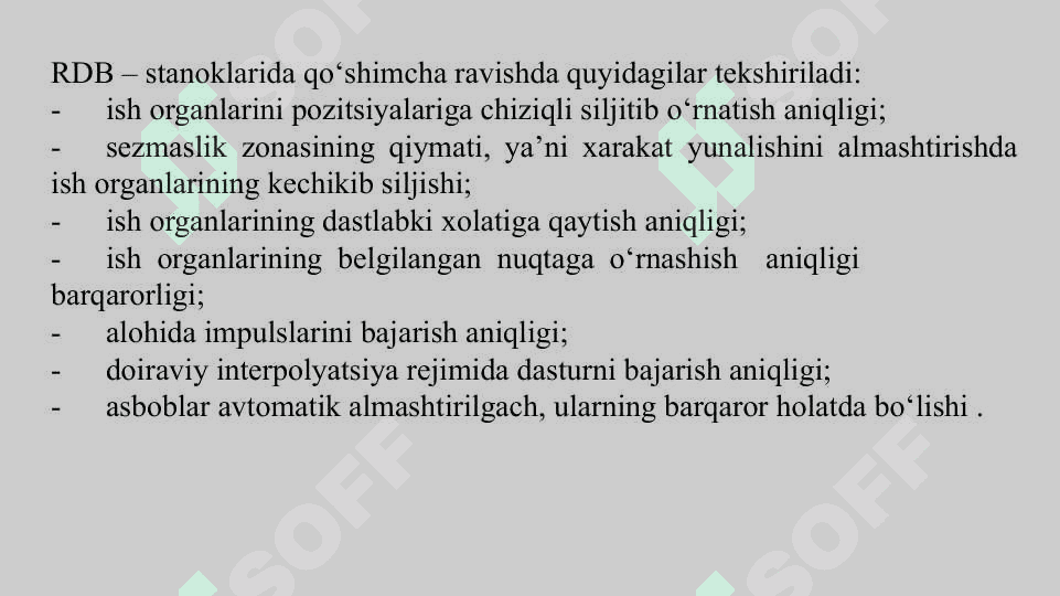 RDB dastgohlarida ishlov berish aniqligi 6