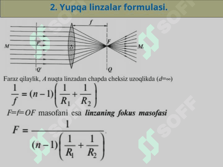 «Linzalar. Yupqa linza formulasi. Linzalarda tasvir yasash. Optik asboblar.» 5