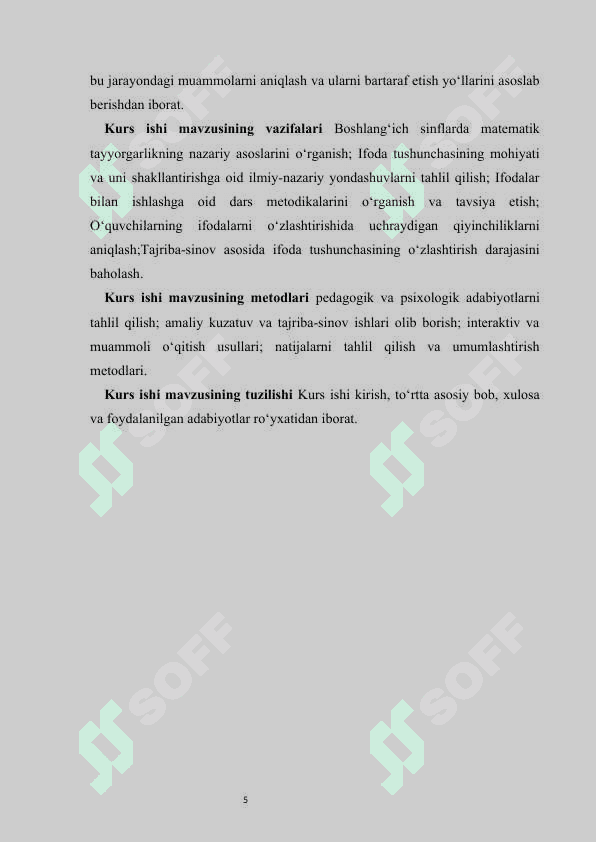 Boshlangʻich sinflarda koʻpaytirish va boʻlishni oʻrgatish metodlari kurs ishi 5